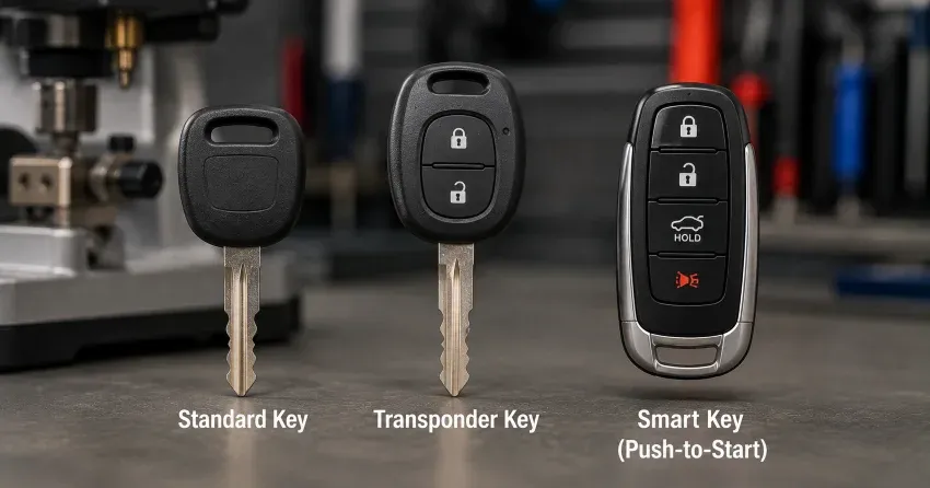technician cutting a transponder ignition key in Cambridge