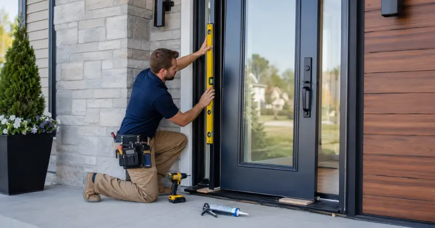 glass outside door installation with energy-efficient double-pane glazing in Markham
